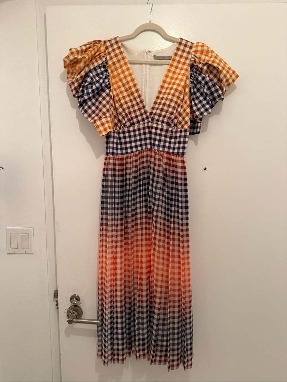 Silvia Tcherassi Orange & Cream Gingham Dress